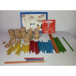 HASBRO Vintage Tinkertoy Set Wooden Pieces Educational Construction-85 Pieces